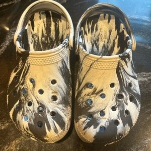 Kids black and white crocs